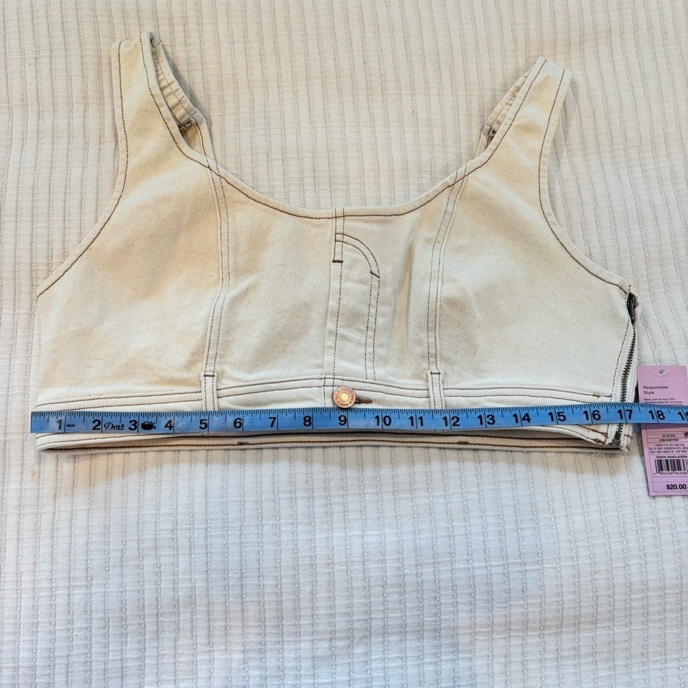 Wild Fable NWT Women's Cream Denim Cropped Tank Top Side Zipper Size L, XL & XXL - Picture 9 of 10